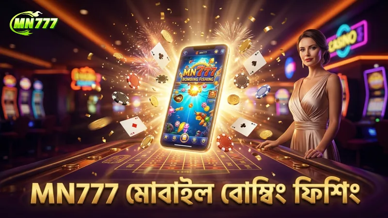 MN777 অ্যাপে মোবাইল থেকে বোম্বিং ফিশিং গেম খেলার দৃশ্য