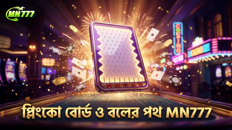 প্লিংকো বোর্ডের বিভিন্ন অংশ ও বলের পথ স্পষ্টভাবে দেখানো হয়েছে